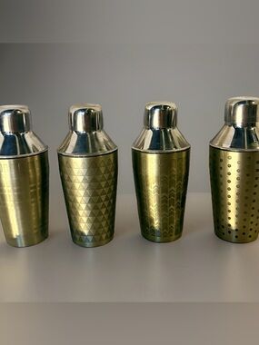 Cynthia Rowley Gold-Tone Patterned Cocktail Shakers - Set of 4